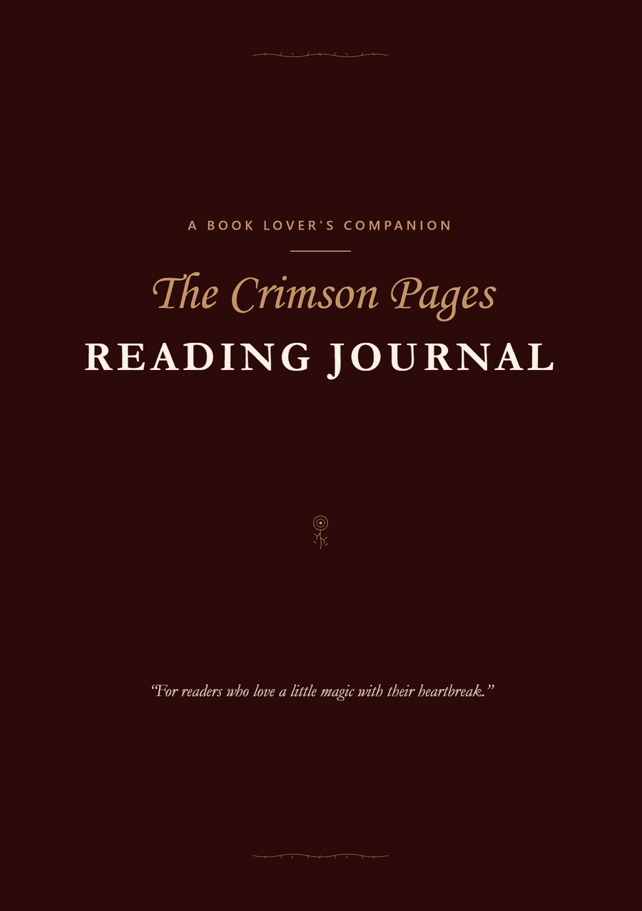 The Crimson Pages Reading Journal cover, a dark burgundy printable reading companion